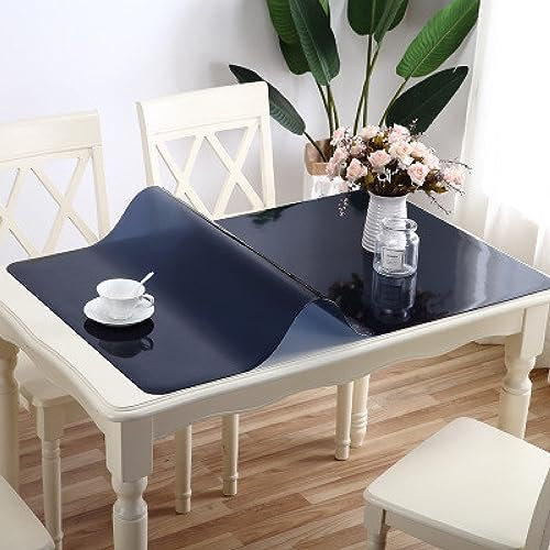 IsolaY Nappe Noire Table de Cuisine Transparente Couverture de Table de Protection Verre Tissu Doux Nappe, Noir, 90x150cm