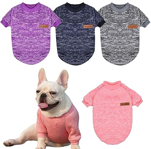 Wisebom Haustier Hundepullover 4PCS Winterhundepullover Klassischer Strickpullover für Kleine Mittelgroße Hunde, Warm und Leicht mit Einer Weichen Textur, Elastizität Leicht zu Tragen(XS) (M)