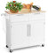 KOMFOTTEU Carro de Cocina con Ruedas, Carrito de Servicio de Madera, Isla de Cocina con Cajones, Armarios y Toallero, Mueble de Almacenaje para Comedor, Salón, 94 x 45,5 x 94,5 cm (blanco)