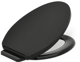KOHLER 26801-7 Impro Readylatch Quiet-Close Elongated Toilet Seat, Black/Black