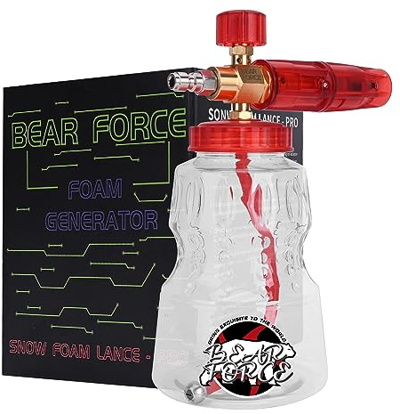 Bear Force Pressure Washer Brass Foam Cannon Foam Generator Snow Foam Lance with 1/4” Quick Connector & 1.25mm & 1.10mm Nozzle for Portland Husky Ryobi Greenworks Pressure Washer