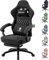 Dowinx Gaming Chair Fabric with Pocket Spring Cushion, Massage Gaming Chair with Footrest, Ergonomic PC Chair, Gamer Chair, Office Chair, 150 kg Load Capacity, Black
