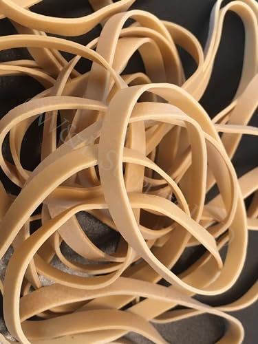 Premium No.65 Rubber Bands - 100mm x 6mm - Natural, Blue, Black, Green - 454g (Colour: Natural)