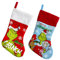 2 x Grinch Weihnachtsschmuck, Strümpfe, gestrickt, bestickt, Weihnachtsbaumschmuck, Taschen für den Innenbereich, für Familienkamin, Grinch, Weihnachtsbaumschmuck (C+D)