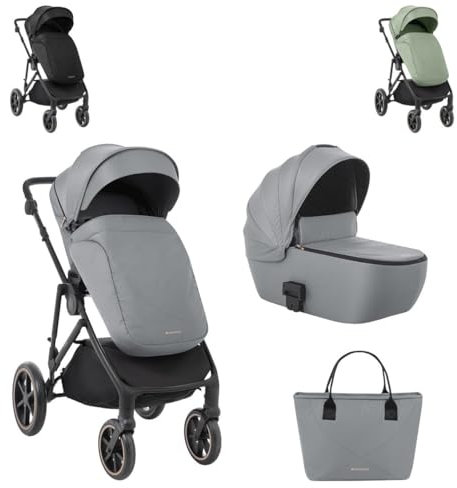 Kikkaboo Kinderwagen Thea 2 in 1 EVA-Räder verstellbarer Schiebegriff Babywanne grau