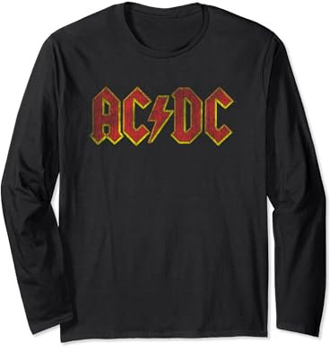 ACDC Distressed Red Logo Rock Music Band Long Sleeve T-Shirt