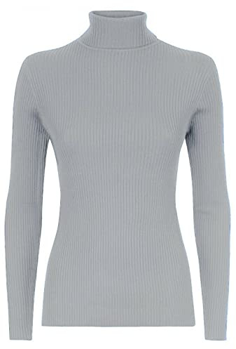 VEARZ® Womens Turtle HIGH Neck Jumper ! Ladies Long Sleeves Polo ROLL Neck Tops Ribbed Stretchy Pull Over Sweater Plus Size Grey