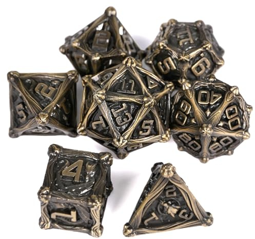HKDZ DND-Würfel-Set, antikes Bronze, polyedrische RPG-DND-Würfel, D&D-Würfel für Rollenspiele, Tischspiele, Dungeons and Dragons, MTG, Pathfinder, D&D-Würfel-Set, 7-teiliges Set