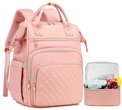 AIJIEKE Mochila de almuerzo, mochila para laptop de 15.6 pulgadas con bolsa de almuerzo, mochila enfriadora para mujer, compartimento para lonchera