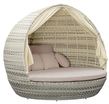 Strandkorbwerk Liegeinsel Hillock Daybed Harkers Duo mit Vorhängen - 360°-Drehtechnik