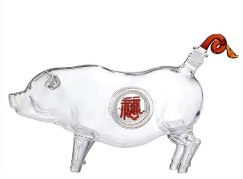 Decanter per whisky Decanter for vino Decanter in vetro a forma di maiale Decanter for liquori da 1000 ml/33,8 once Decanter for animali zodiacali Decanter grande for bar a casa Unico