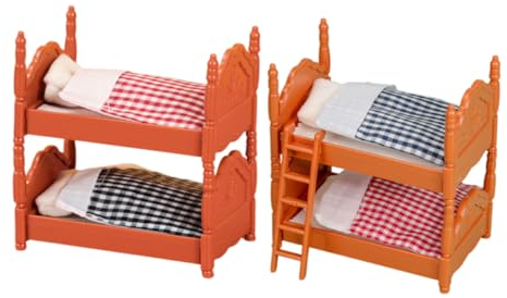 Toyvian 2 Sätze Mini Etagen Bett Mini-etagenbettmodell Puppenhausdekoration Miniatur-Puppen-etagenbett Mini- -etagenbett Puppenhaus-hochbett Miniaturbett Stoff Möbel Kind Zubehör