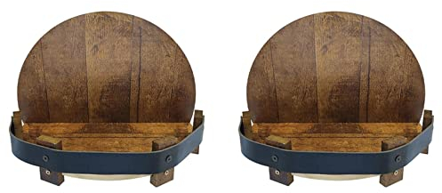 Wlauqueta 2 x Flaschenhalter für Spirituosen, handgefertigt, Wandregal für Whiskyfass, Weinregal, rund, Vintage