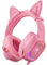 ZIUMIER Pink Gaming Headset with Detachable Cat Ears, Compatible with PS4 PS5 Xbox One PC Laptop, Over-Ear Headphones with LED RGB Light, Noise Canceling Mic, Stereo Surround Sound