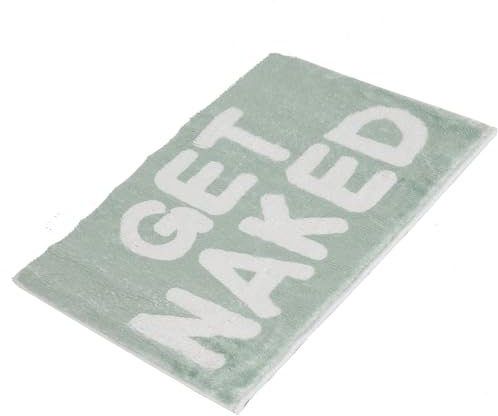 Badezimmerteppich Bunt Badematte rutschfest Waschbar Badteppich Spaßig Badvorleger Weiche Mikrofaser Duschvorleger Absorbierende Badezimmer Teppich Get Naked Badematte (Weiß und Grün, 50*80CM)