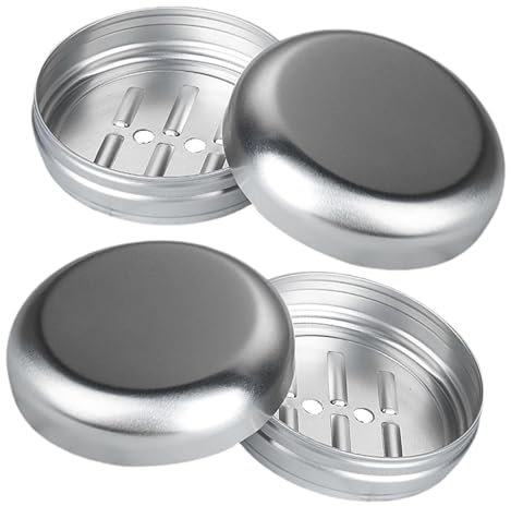 Étui À Savon De Voyage – Boîte À Savon De Vidange En Aluminium | Boîte Ronde En Aluminium Pour Savon Portable | Pot En Étain Portable En Aluminium, 2 Pièces, Avec Trou De Drainage | Porte-savon De Sal