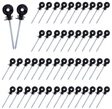 50x Electric Fence Wire Insulator Stand Off Screw in Insulator Fence Post Insulator Long Arm Wood Post Insulator for Tape Rope Electric Wire Animal Agricultural Garden Fence 15cm