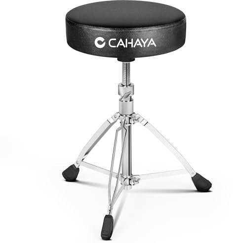 CAHAYA Adjustable Drum Stool Throne - Black Guitar Stool with Rotating Lifting and High Weight Capacity