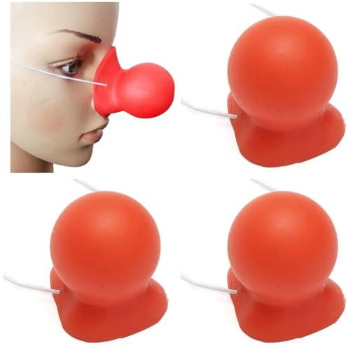 Zghhc 4 Stücke Rote Clown-Nase Hupen Quietschende Clown-Nase Elastischem Seil Für Erwachsene Halloween Cosplay Kostüm Zubehör