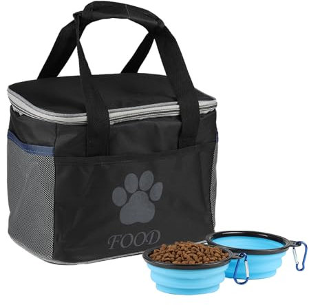 Large Travel Dog Food Bag - Dog Travel Food Storage Bag - Dog Food Ttravel Bag - Waterproof, Foldable & Washable for Daily Outings & Travel Adventures Travel Dog Food Container-Black