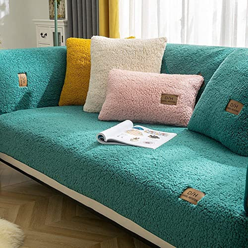 SJKJNK Sofa überzug Sofabezug, Sofabezug, Ecksofa-Schonbezüge, L-förmiger Couchbezug, 1/2/3/4-Sitzer, Samt-Sofaschutz, Rutschfester Chaiselongue-Bezug, waschbar, für Anbaucouch (grün, 110 x 240 cm)