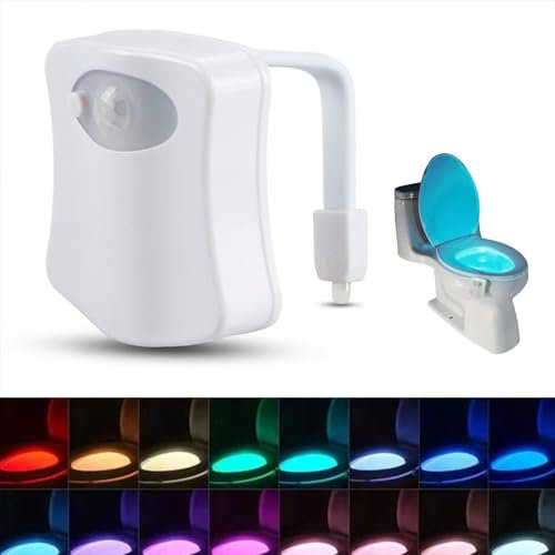 TMRBBesty LED Luz de Inodoro Luz de 16 Colores,Luz para Inodoro en el Interior Del Inodoro,LED Luz de Inodoro Luz,Luz de Inodoro con Sensor de Movimiento,Para baño y baño (Sin batería)