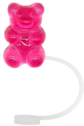 1pcs 10mm 3D Colorful Bear Silicone Straw Topper for Girl Tumbler Cup Straw Party Dust-proof Accessories Cover Supplies