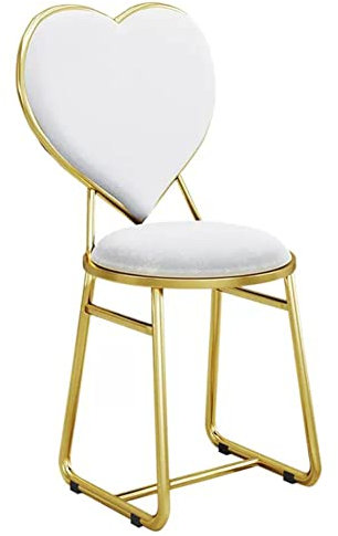 Moderner herzförmiger Schmiedeeiserner Make-up-Stuhl mit Flanellkissen, stilvoller Loungesessel für Schminktisch, Küche, Theke, Dessertladen oder Bartheke