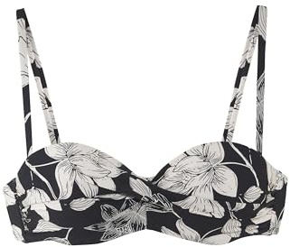 s.Oliver Bügel-Bandeau-Bikini-Top mit schwarz-weißem Blumenmuster