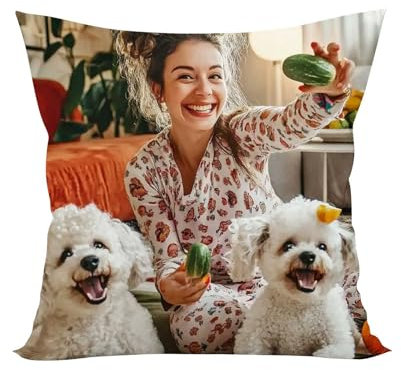Zeiayuas Kissen mit Foto Kopfkissen mit Bild Bedrucken Lassen Foto Kissen Selbst Gestalten Kopf-Kissen Weich Und Bequem Pillow 45cm×45cm Personalisierte Geschenk-Idee, Geburtstag, Valentinstag
