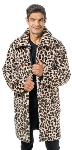 Chaks - Jacke oder Mantel, Leopardenmuster in Felloptik | Flauschige Plüschoptik mit lockerer Passform, Karneval, Festival, Mottoparty und auffällige Freizeitlooks
