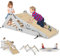 COSTWAY Klettergerüst Indoor, Kletterdreieck mit Rutsche, DIY Kletterleiter, Indoor Spielplatz umwandelbar, multifunktionaler Indoor Spielplatz für Kinder ab 3 Jahren (Grau)