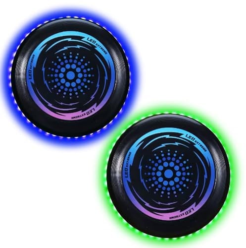 2PCS Flying Disc,Leuchtende Flugscheibe,Ultimate Wettkampf Scheibe,Leuchtende Flugscheibemit 49LED-Lichter,Flying Disc für Erwachsene und Kinder,Gravity Flying Disc,Disc Spaßsport,Ultimate Flying Disc