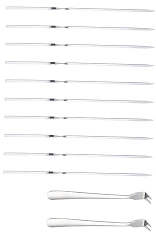 CANIGHT 10 Spiedini Per Barbecue 212 Utensili Per Barbecue in Acciaio Inossidabile Forchette E Bastoncini Per Barbecue Per Uso Domestico E Nei Ristoranti