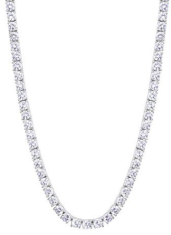 KRKC&CO Tennis Kette 3mm, 14K Weißgold beschichtet Tennis Chain Herren Damen, Nickel-frei Iced Out Ketten mit 5A Zirkonia Steine, Geburtstag Geschenke für Männer Frauen, Größe 61cm