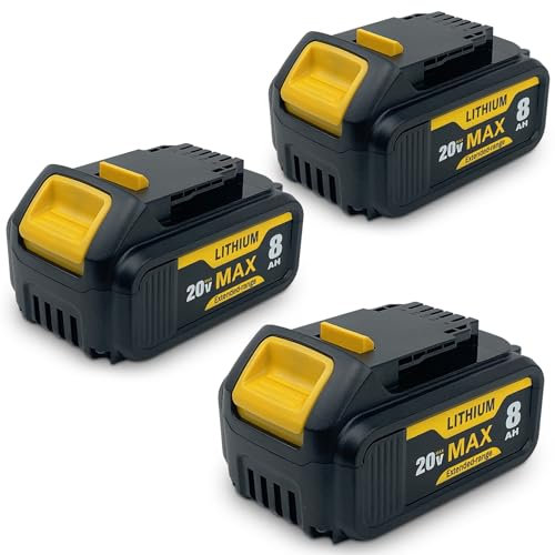 ShunTongDa 3 Pack 20V 8.0A Max Replacement Batteries Compatible with Dewalt 20 Volt Battery DCB200 DCD DCF DCG Series Cordless Power Tools