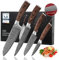 Wakoli EDIB 4er Damastmesser Set mit Gravur – Personalisiertes Küchenmesser Set, Santoku, Fleischmesser, kleines Santoku & Officemesser, 67 Lagen Damaststahl, Pakkaholzgriff, Geschenkbox
