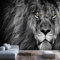 DSKJoviality Papier peint autocollant amovible en forme de tête de lion noir et blanc pour salon, chambre à coucher, salle à manger