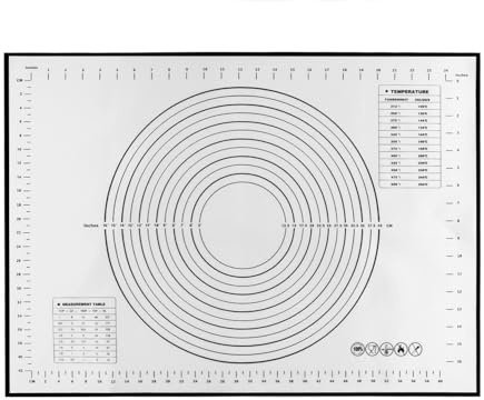 Beylce Backmatte Silikon, Antihafte Rutschfeste Silikonmatte 70 x 50 cm, Teigmatte Teigunterlage mit Messung für Fondant Pizza Brot Matte BPA Frei