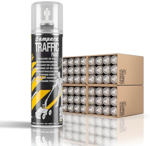 TMS Pro Shop 48 Dosen Bodenmarkierungsfarbe AMPERE TRAFFIC PAINT, Farbe: weiß, Art.-Nr. AM81ZN219 | Bodenmarkierungsfarbe | Straßenmarkierungsfarbe | Markierungsspray