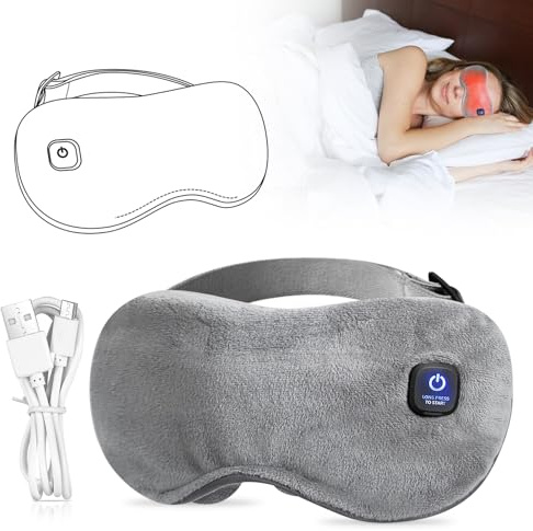 Lunettes thermiques sans fil avec batterie sans fil, lunettes de chaleur pour les yeux, masque pour les yeux chauffés, 3 niveaux de chaleur, électrique, étui lavable, voyage, pour les yeux secs et un