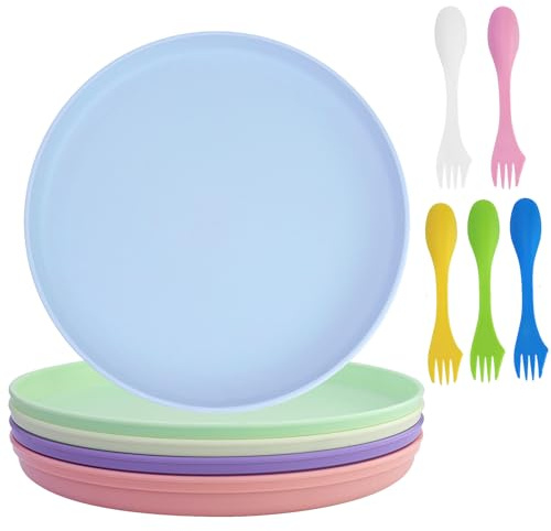 CARANNACLTD Servizio Piatti in Plastica Leggeri Grandi Indistruttibili per Cena Riutilizzabili Lavastoviglie e Forno a Microonde (25cm 5 Pezzi)