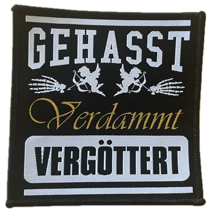 Gehasst Verdammt Vergöttert Aufnäher/Patch | Aufbügler passend für Böhse Onkelz Fans, Flicken Rocker Bügelbild Deutschrock Bügelflicken Biker (GVV 1 (10x10 cm)*)
