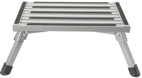 LALABU Alu Arbeitsplattform, Klapptrittleiter Klapptritt Tritthocker mit Aluminiumplattform, Klappbare Werkbank, bis zu 200 kg belastbar für Garagen/LKWs/Innen- und Außenbereich
