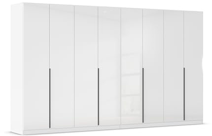Rauch Möbel Alabama, Kleiderschrank, Hochglanz Weiß/Weiß, Breite 360 cm | Schrank, 8-türig, 3 Schubladen, Zubehör Classic, für Schlafzimmer, Kinderzimmer, Ankleidezimmer, Garderobe, Flur