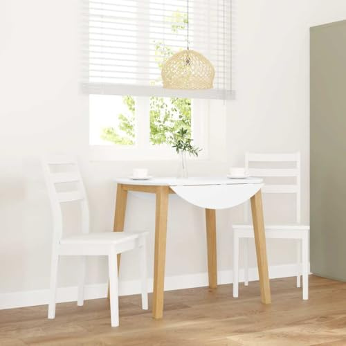 RMIHSJG Esszimmerstühle 2 STK. Weiß Massivholz Gummibaum mit ergonomischer Rückenlehne für Komfort und Stabilität, robuste Holzstühle für Essbereich und Wohnzimmer