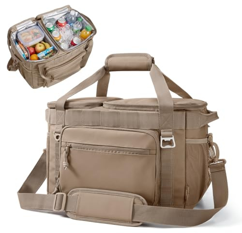TOURIT Kühltasche 21L 30 Dosen Faltbar Picknicktasche für Reise | Kühltasche 21L, 2 getrennte Fächer, 12h Kühlung, wasserdicht, 37x22x26cm, für Camping, Strand, Outdoor