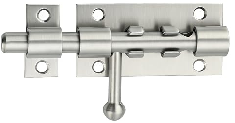 Mooche Verrous Loquet Porte Extérieur 24 CM, 304 Acier Inoxydable, Brossé | Loquet de Porte à Boulon Coulissant Verrou de Porte à Barillet Serrure avec Trou pour Cadenas