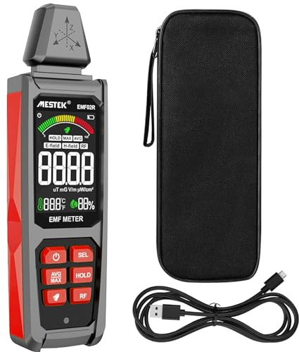 EMF Messgerät, MESTEK 5 in 1 EMF Strahlungsdetektor EF/MF/Radiofrequenz Feld Elektromagnetische,Wiederaufladbares Haus EMF Detektion