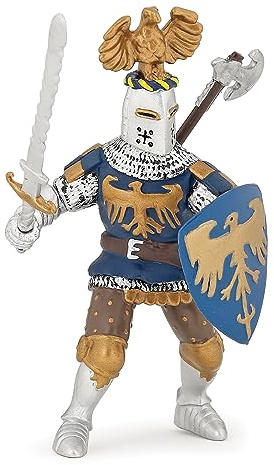 Blauer-Ritter-mit-Helmzier-Figur, Fantasy-Kollektion, ab 3 Jahren | Kreatives Spiel in der Welt der Ritterschaft | handbemalt | schönes Sammlerstück zum stolzen Ausstellen | Geschenk heute